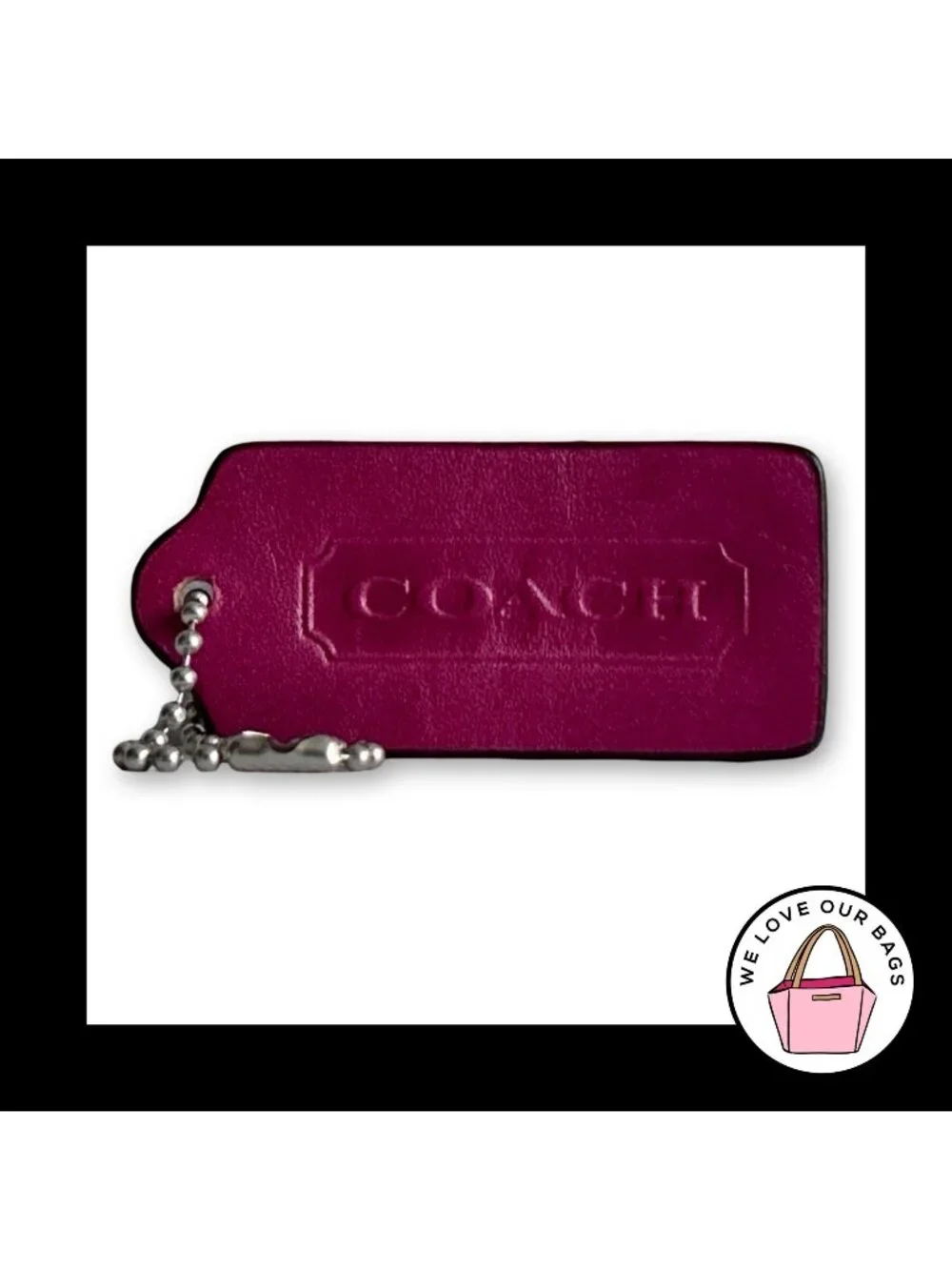 Limited Edition COACH LEGACY Hang Tag Pink Leather Key Fob Bag Charm Keychain